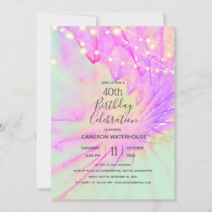 Invitation Aquarelle abstraite violette et rose,