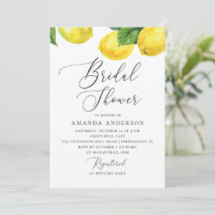 Invitation Aquarelle agrumes citron mariage douche nuptiale