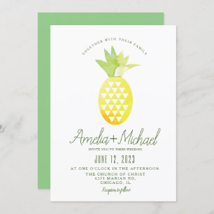 Invitation Aquarelle ananas Mariage tropical géométrique