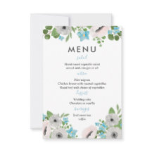 Aquarelle Anémones Florales | Menu Mariage