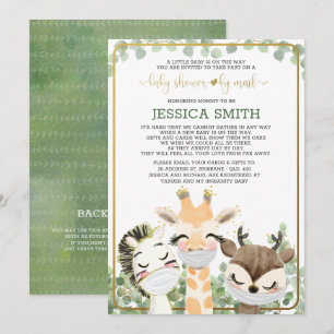 Invitation Aquarelle Animaux Dans Les Masques Baby shower Par