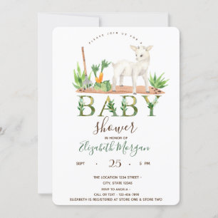 Invitation Aquarelle Animaux de ferme Baby shower mouton