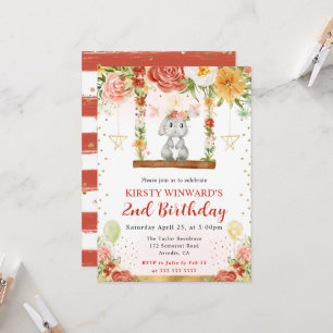 Invitation Aquarelle Anniversaire de enfant de lapin de bois