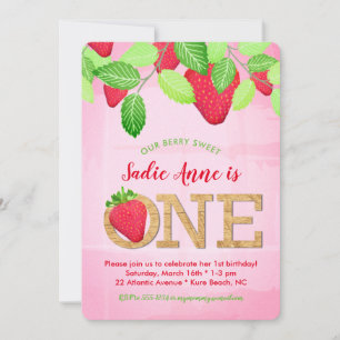 Invitation Aquarelle Anniversaire des 1 an de la douce fraise