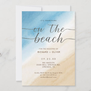 Invitation Aquarelle Aqua Blue Sur La Plage Mariage