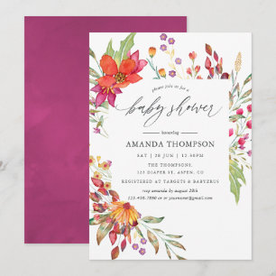 Invitation Aquarelle Aquarelle Fleur sauvage Baby shower