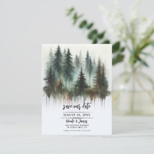 Invitation Aquarelle Arbres Rustique Sauvage Étape de Sauvega