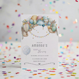 Invitation Aquarelle arc-en-ciel Air Baby shower