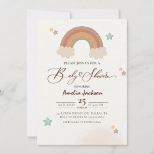 Invitation Aquarelle arc-en-ciel Boho Sexe Baby shower neutre