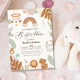 Invitation Aquarelle arc-en-ciel Boho Sexe Baby shower neutre