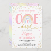 Aquarelle arc-en-ciel pastel fille 1er fête d'anni