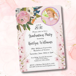 Invitation Aquarelle Arche de photos florales roses Fête de r