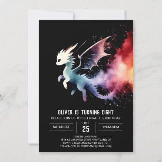 Invitation Aquarelle Artistic Dragon Anniversaire