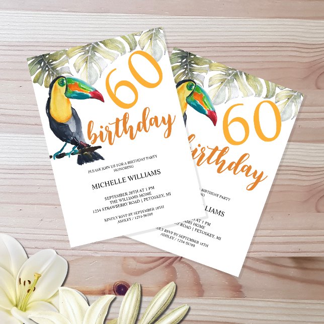 Invitation Aquarelle artistique Toucan Tropical Party (Créateur téléchargé)
