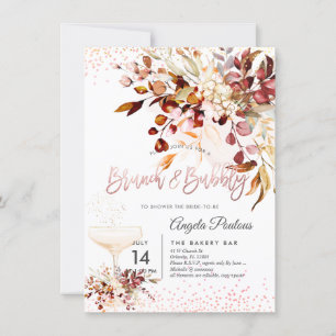 Invitation Aquarelle Automne Eucalyptus Brunch Bubbly
