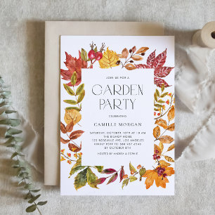 Invitation Aquarelle Automne Feuilles Frame Automne Jardin Fê