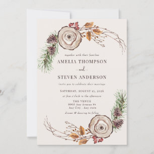 Invitation Aquarelle Automne Mariage Woodland