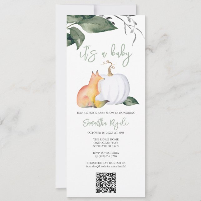 Invitation Aquarelle Automne Sexe Baby shower neutre (Devant)