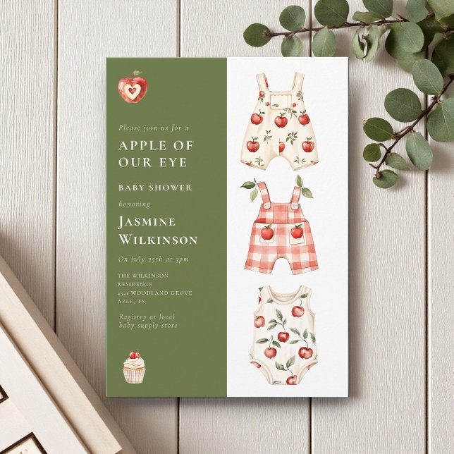 Invitation Aquarelle Baby shower Apple vert et rouge (Créateur téléchargé)