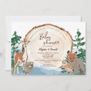 Invitation Aquarelle Baby shower bois personnalisé