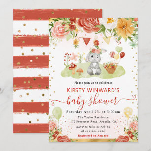 Invitation Aquarelle Baby shower de lapin en bois