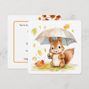 Invitation Aquarelle Baby shower d'écureuil d'automne