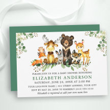 Aquarelle Baby shower des animaux de bois