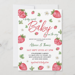 Invitation Aquarelle Baby shower Fille fraise