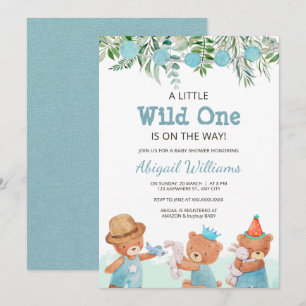 Invitation Aquarelle Baby shower Ours en Teddy