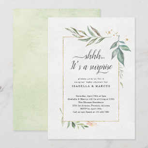 Invitation Aquarelle Baby shower surprise Couples Floral