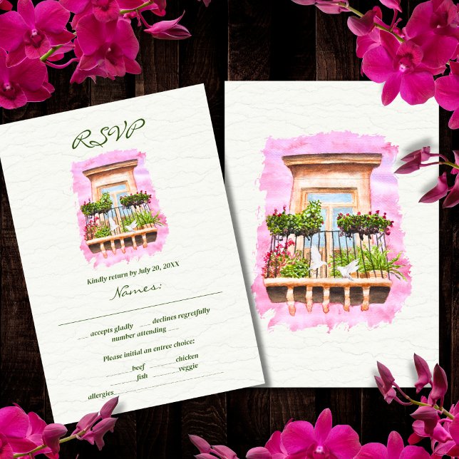 Invitation Aquarelle Balcon de la vieille ville Mariage mexic (Créateur téléchargé)
