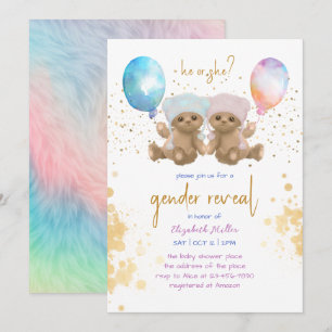 Invitation Aquarelle Balloon Teddy Bear Drôle Révélation de g