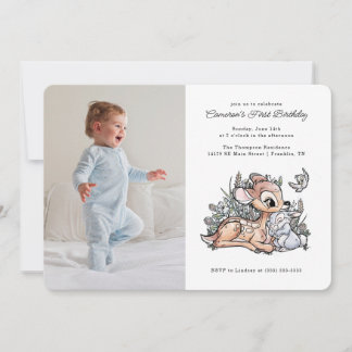 Invitation Aquarelle Bambi Woodland 1er anniversaire - Photo