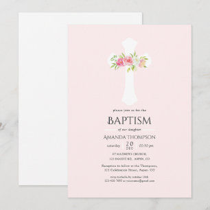 Invitation Aquarelle Baptême ou baptême Floral
