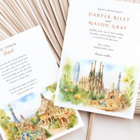 Aquarelle Barcelone Espagne Mariage