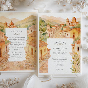 Invitation Aquarelle Barichara Colombie Mariage