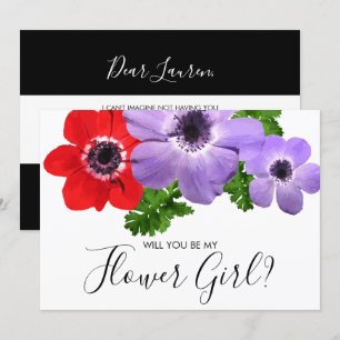 Invitation Aquarelle Be My Flower Girl Bridesmaid Card