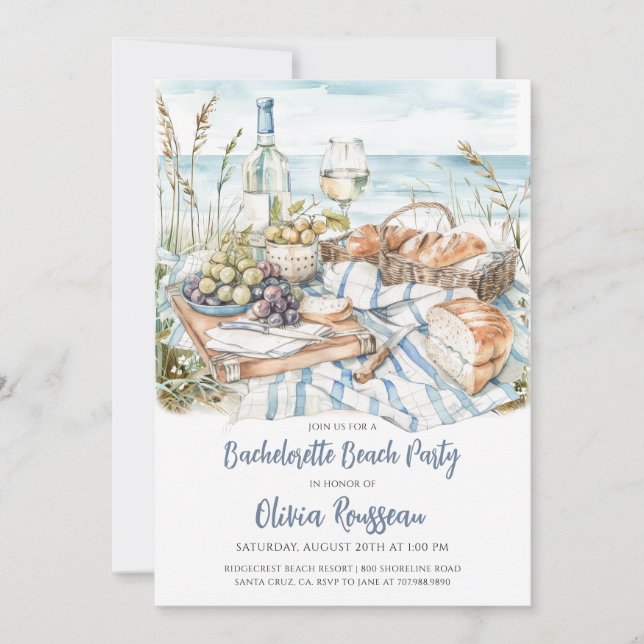 Invitation Aquarelle Beach Bachelorte Party (Devant)