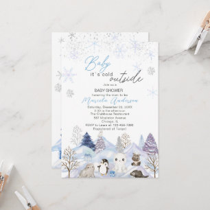 Invitation Aquarelle Bébé arctique son froid extérieur Baby s