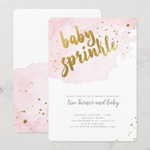 Invitation Aquarelle Bébé saupoudré - rose