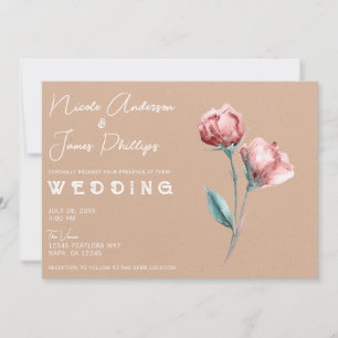 Invitation Aquarelle Beige Peachy Mariage