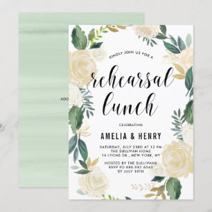 Invitation Aquarelle Beige Peonies Déjeuner de répétition