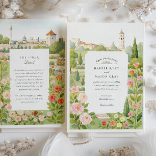 Invitation Aquarelle Belgrade Serbie Floral Jardin Mariage