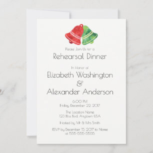 Invitation Aquarelle Bell Mariage de Noël Dîner de répétition