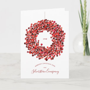 Invitation Aquarelle Berries Wreath Noël Fête Pliée