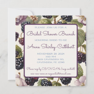 Invitation Aquarelle Blackberry & Florals Carré