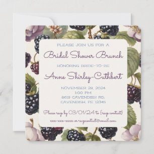 Invitation Aquarelle Blackberry & Regal Blooms Carré