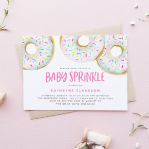 Invitation Aquarelle blanc arroser beignets Bébé arroser