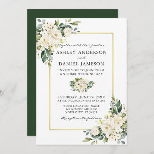 Invitation Aquarelle Blanc Floral Mariage