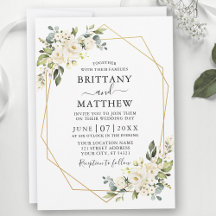 Aquarelle blanc ivoire Floral Geo Mariage